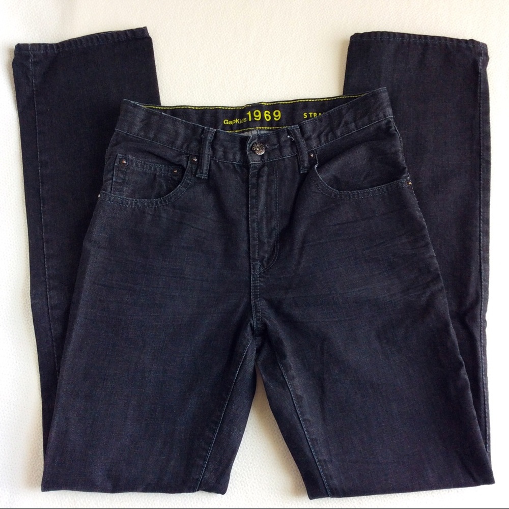 Gap Kids 1969 Black Slim Straight Jeans Sz 16 NEW